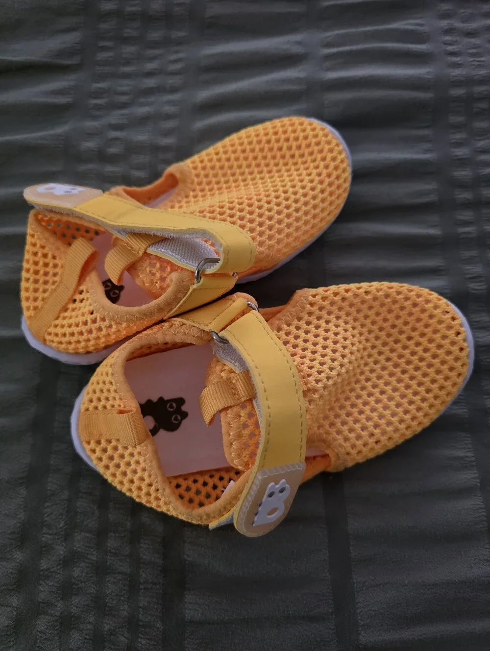 Kids Orange Mesh Velcro Sneakers